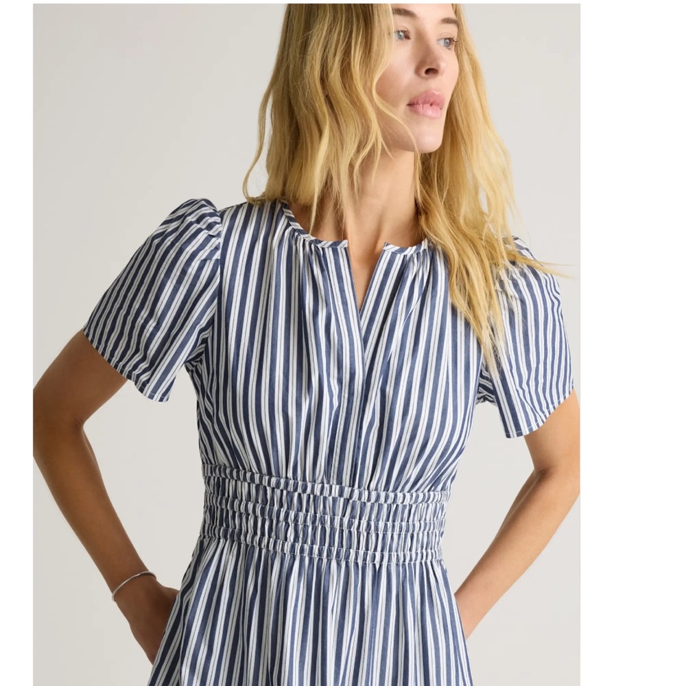 Quince 100% Organic Cotton Poplin Tiered
Maxi Dress Hudson Stripe Small NWT - Picture 12 of 13